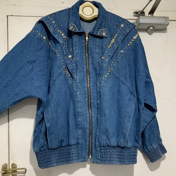 VINTAGE MASS PARIS NEW YORK STUDS DENIM JACKETS SIZE M - Picture 7 of 11